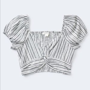 Aeropostale Striped twist front crop top